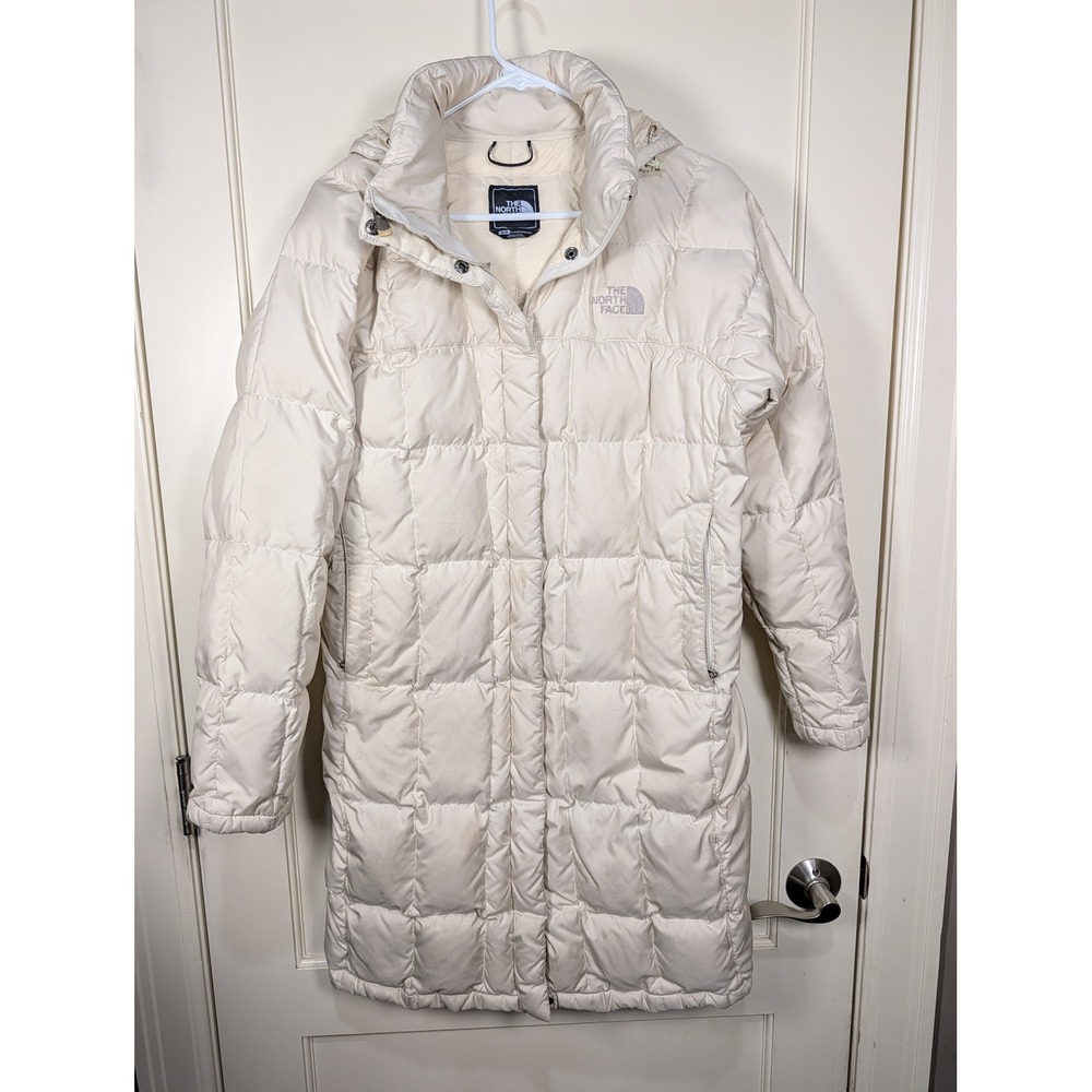 The North Face Metropolis 600 Down Parka Jacket Cream Off-White Womens Medium